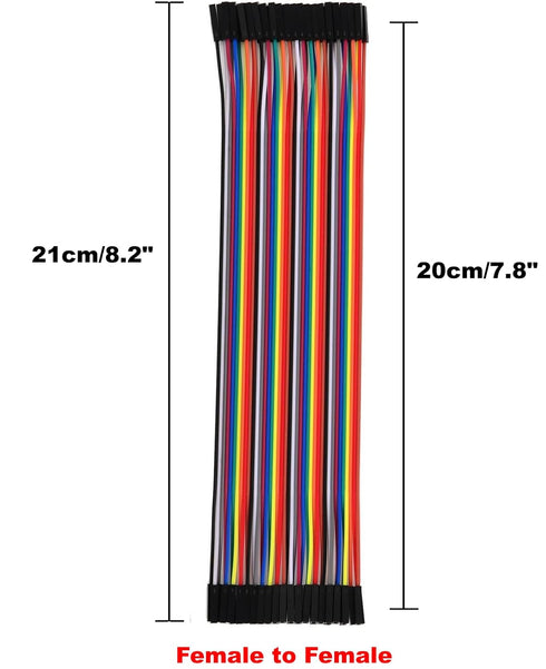 40pcs 20 cm (8 inch) Female to Female Multicolored Dupont Wire Breadboard Jumper Ribbon Cables Compatible with Arduino