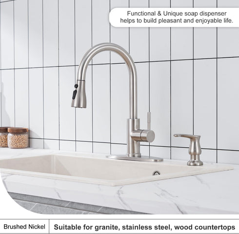 40" GAGALIFE Kitchen Sink Soap Dispenser Brushed Nickel, Under Sink Soap Dispenser with Silicone Extension Tube Kit,Say