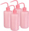 PATIKIL 500ml Wash Bottle, 4pcs Plastic Squeeze Narrow Mouth Bottle for Lab Cleaning, Pink