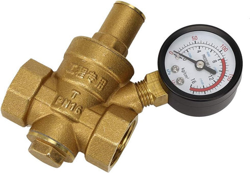 DN20 Brass Adjustable Water Pressure Reducer with Gauge Meter