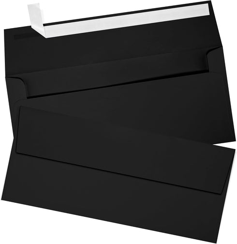 LUXPaper #9 Slimline Invitation Envelopes | Peel & Press | 3 7/8" x 8 7/8" | Midnight Black | 80lb. Text | 50 Qty by LUXPaper