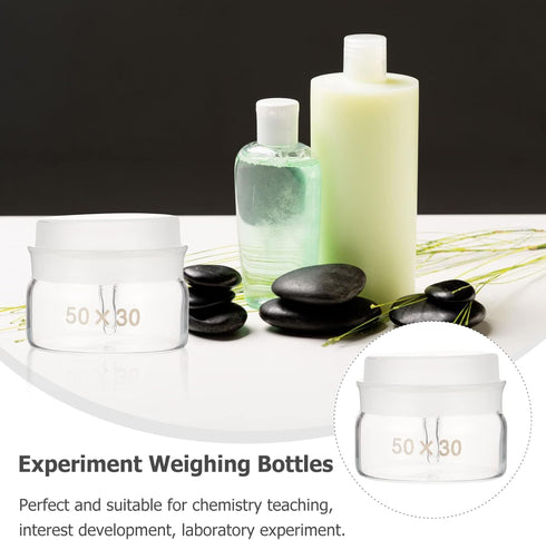 iplusmile 2pcs Clear Glass Weighing Bottle with Lid, Specific Gravity Bottles, Laboratory Equipment, 50 30mm
