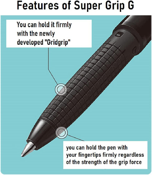 PILOT Super Grip G 0.7mm Ocean Plastic Knock Type Oil-based Ballpoint Pen, 5 Piece Set with Original Stylus Ballpoint