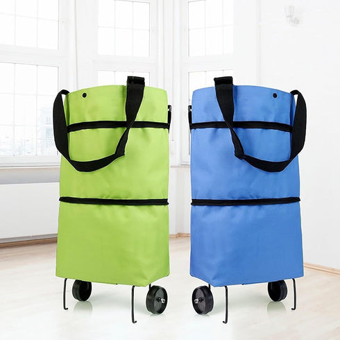 Amaping Shopping Grocery Bag with Wheels Rolling Tote Bag Carry on Luggage Bag Reusable Shopping Bags Travel Bag Duffel