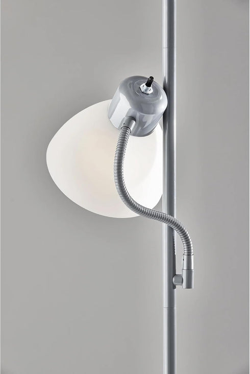 TnLoji 72.2" 3-Way 100W/60W Bulb White Modern Combo Floor Lamp with Adjustable Gooseneck Reading Lamp - Rotary Switch