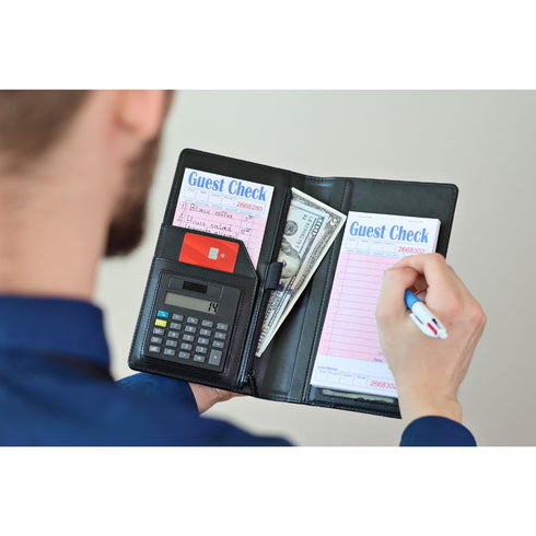 Generic Server Book with Calculator, Expandable Server Books for Waitress, Waiter Waitress Book, Restaurant Waitstaff