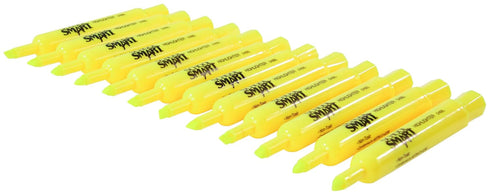 School Smart Tank Style Highlighter, Chisel Tip, Yellow, Pack of 12