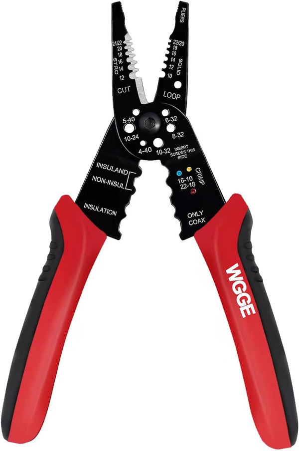 WGGE WG-015 Professional 8-inch Wire Stripper/Crimping Tool, Cable Cutter/Crimper, Wiring and Multi-Function