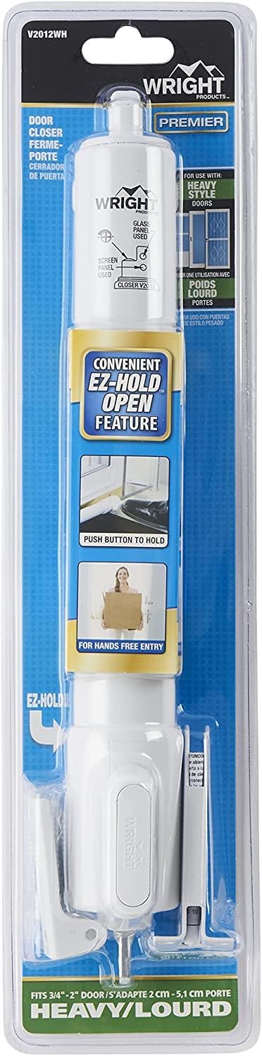 Wright Products Heavy Duty Pneumatic Screen & Storm Door Closer with EZ-Hold – Adjustable Speed, Durable for