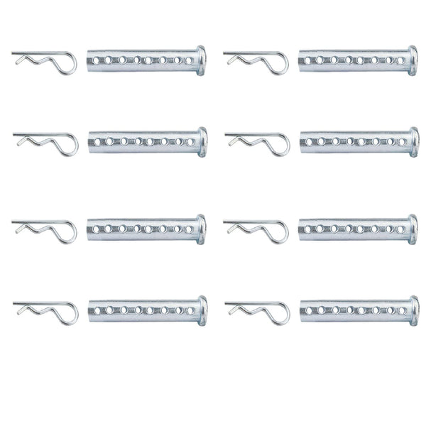 Heavy Duty Adjustable Clevis Pin Fastener Tool, Size 1/2 x 2inch Zinc Steel with 8 Holes & Matching R-Clip