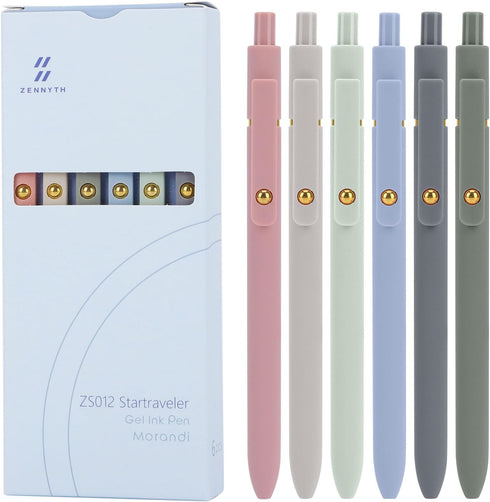 Ddaowanx Gel Pens, 0.5mm Fine Point Quick Dry Blue Ink, Cute Colorful Barrel Smooth Writing Pen, 6 Pcs