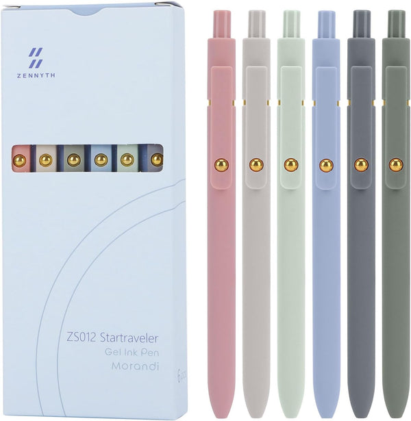 Ddaowanx Gel Pens, 0.5mm Fine Point Quick Dry Blue Ink, Cute Colorful Barrel Smooth Writing Pen, 6 Pcs