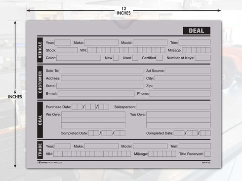 Modern Style Printed Vehicle Deal Jackets - File Folders (100 per Pack) (Gray)