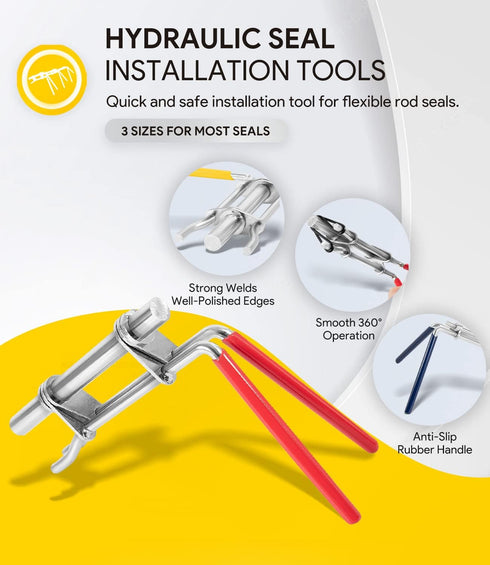 3 Pack Hydraulic Seal Installation Tools, Hydraulic Cylinder Piston Repair Seal Kit, U-Cup Rod Seal Installation Tool Kits Upgraded Seal Twistor Install Tool Set by sixcow