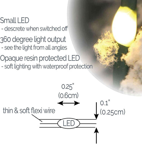 6hr QBIS Outdoor Christmas Lights - Fairy Lights Battery Operated with Small Warm White LEDs, Green Wire