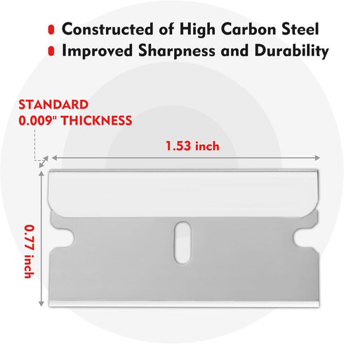 100-Pack WORKPRO Single Razor Edge Blades, Industrial Scraper Razor Blades, High Carbon Steel One Edge Razor Blades