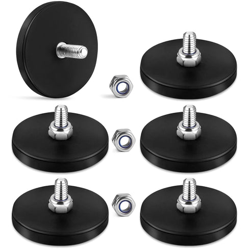 Learay 6 Pack Rubber Coated Magnets, 31 LBS Neodymium Magnet Base with M6