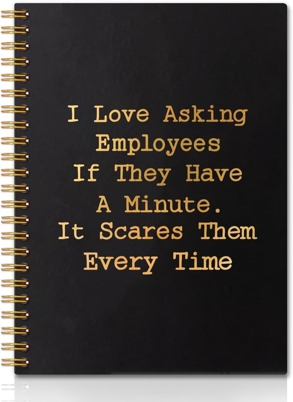 I Love Asking Employees Gold Foil Hardcover Spiral Notebook, 160 Pages, Inspirational Gift for HR Workers, Office Gift