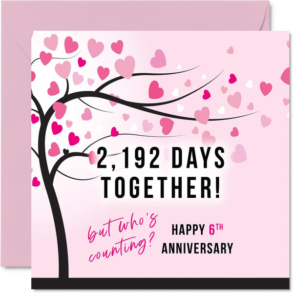 Funny Iron Anniversary Card for Wife or Husband - 2192 Days Together - I Love You Gifts, Happy 6th Wedding Anniversary