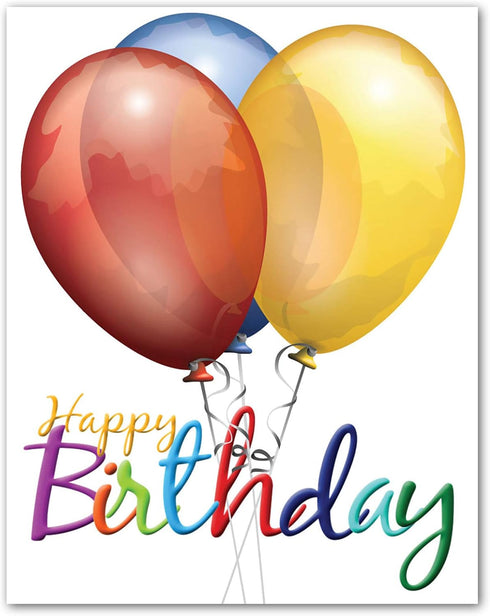 Small World Greetings Large Happy Birthday Card, Blank Inside with Envelope, 11.75" x 9"