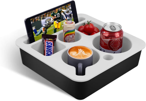 Couch Cup Holder Tray, Bonfixe Stable Couch Caddy for Bed and Sofa,