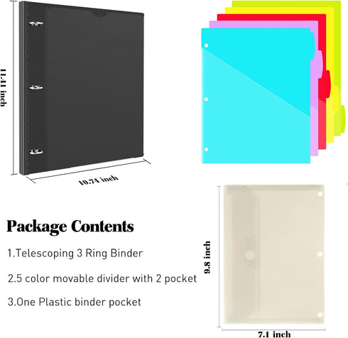Telescoping Project Organizer Binder -Black by INFUN