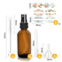 12 Pack 2oz 60 ml 1 Brush,2 Sprayers,2 Funnels,3 24 Amber Glass Spray Bottles with Fine Mist Sprayer & Dust Cap
