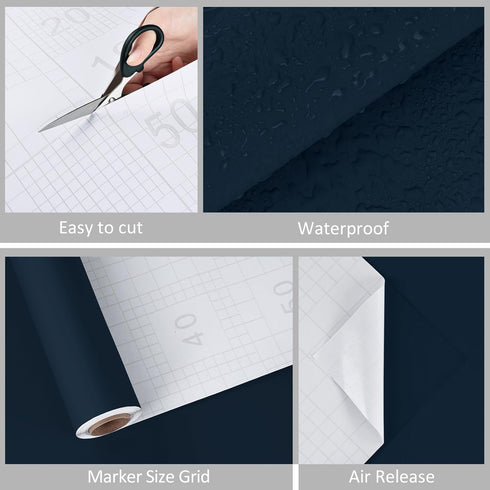 WESTICK Blue Wallpaper Peel and Stick Modern Bedroom Navy Contact Paper for Bathroom Living Room Accent Walls