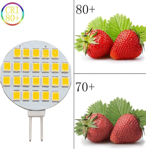GRV G4 Bi Pin Base Halogen Replacement Bulb, 24-2835SMD LED, Super Bright, DC12V Dimmable, Warm White, Pack of 20