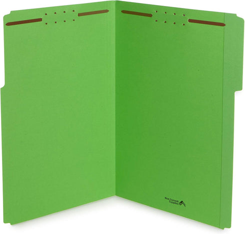 Blue Summit Supplies Green File Folders with Fasteners, Legal Size, 50 Pack, Durable 2 Prongs, 1/3 Cut Tabs