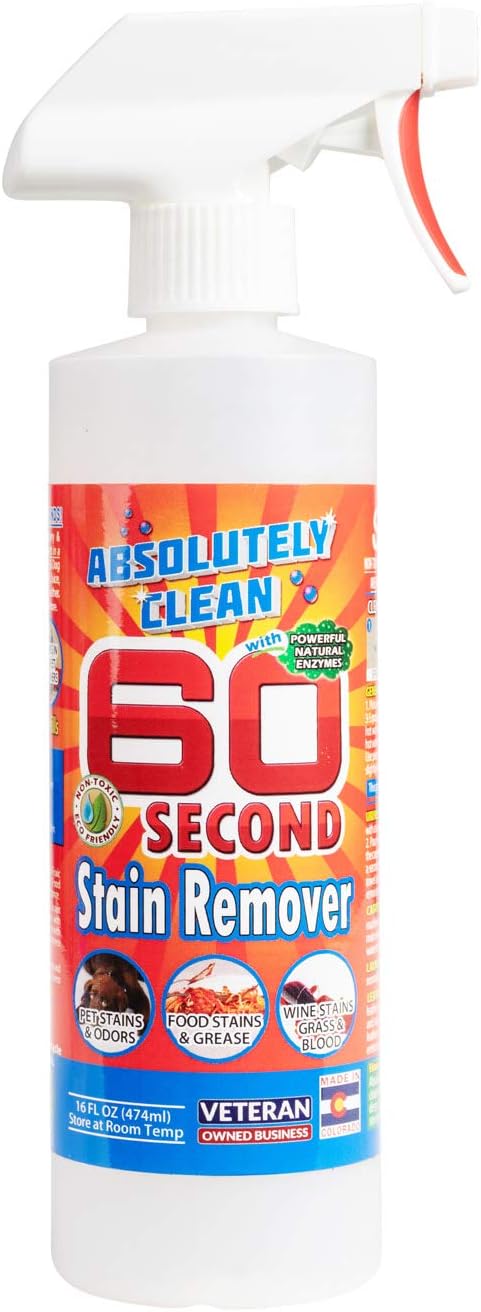 Amazing 60 Second Stain Remover, Commercial Strength, Natural Enzymes for Food, Grease, Pet Stains & More