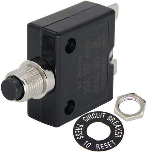 125-250V AC 50V DC Push Button Circuit Breaker 20Amp Thermal Overload Protector L1 Series Manual Reset Thermal Circuit Breaker 20A