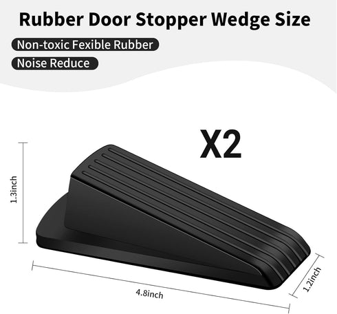 Door Stoppers, 2 Pack Premium Rubber Door Stoppers for Bottom of Door Security Rubber, Door Stopper Wedge for Carpet Heavy Duty Door by CAGSIG