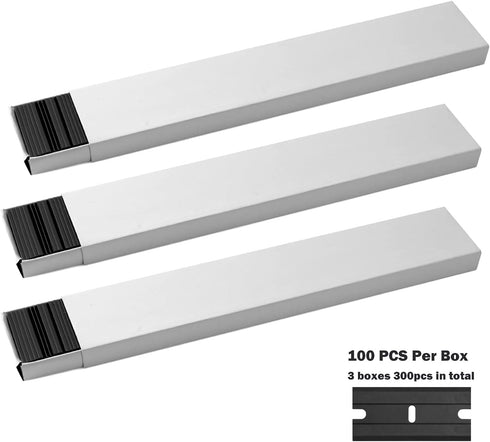 300 1.5 Inch NEWISHTOOL Black Plastic Razor Blades, PCS Double Edged Replacement for Scraper and Safety Glass Use