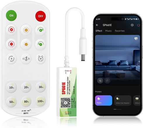 MALIIGAZA LED Light Controller, RF WiFi Smart Remote Dimmer for Single Color LED