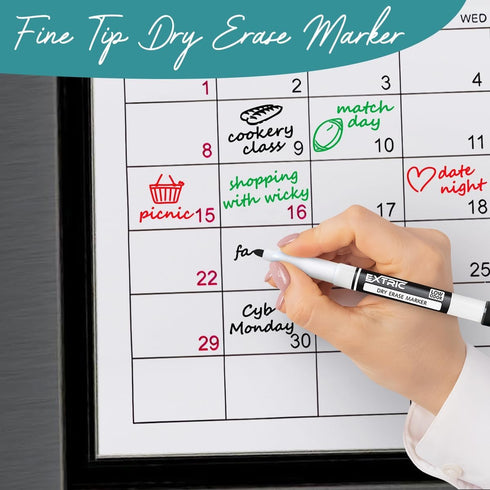 Dry Erase Markers Fine Tip, 12 Count Black Whiteboard Markers for Kids and School Supplies