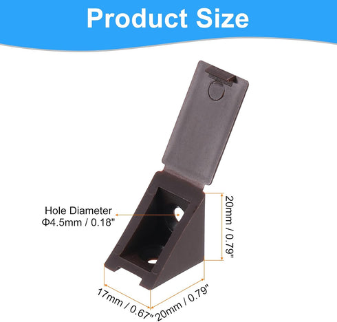 12 90 20x17x20mm uxcell Pcs Degree Plastic Corner Braces, Shelf Right Angle Brackets with Screws for Cabinets