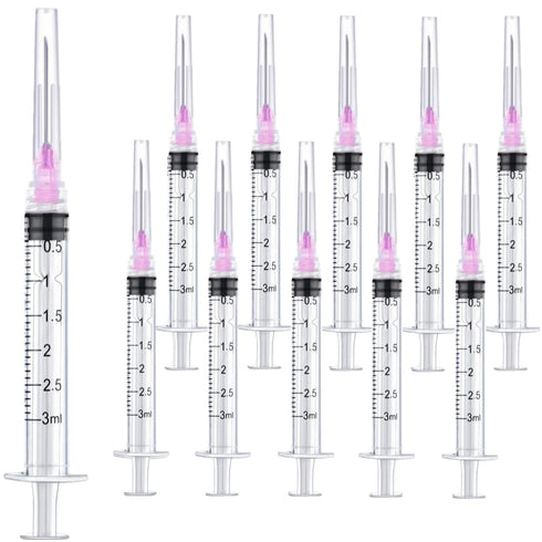 100 Pack 3ml Lab Sample Syringe with 18 Gauge 1.5 Inch Liquid Measuring Tool, Individual Package