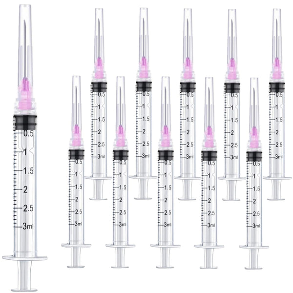 100 Pack 3ml Lab Sample Syringe with 18 Gauge 1.5 Inch Liquid Measuring Tool, Individual Package