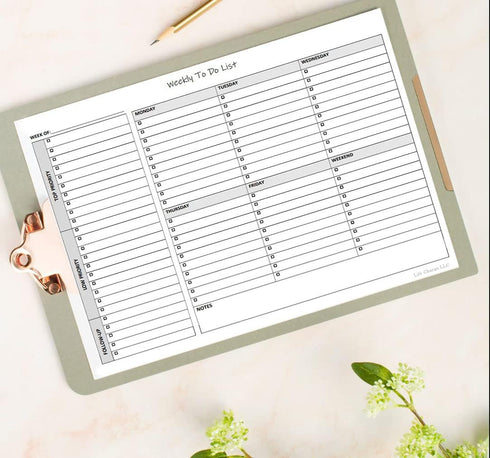 Weekly To Do List Notepad, 60 Page Task Planning Pad with Daily Checklist, 11 X 8.5 Desk Notebook for Office