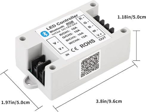 LIVE4COOL RGB/RGBW LED Bluetooth Controller for 5050 3528 RGB LED Strip Lights, Phone APP Control