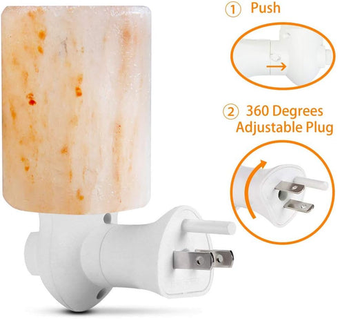 2 Pack, 360 4 Bulbs pursalt Himalayan Salt Lamp Plug in Night Light Degree Adjustable Wall Plug & Extra Replacement