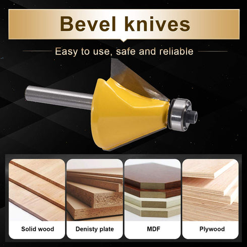 30 1/4 Inch (1/4" 30 KATUR Degree Chamfer and Bevel Edging Router Bit, Carbide Tipped Chamfer Router Bit with Shank
