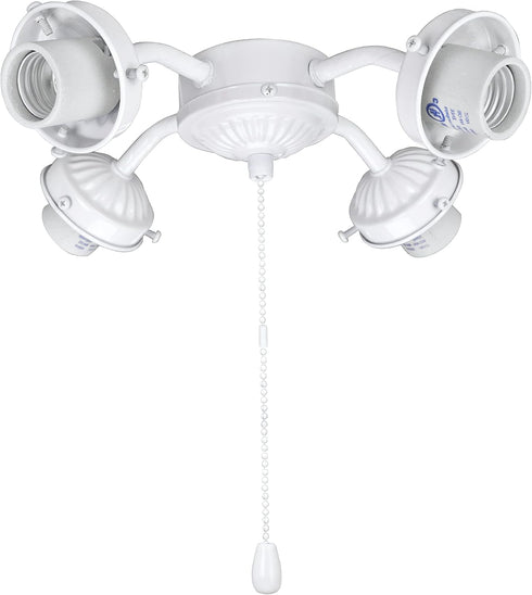 Aspen Creative 22003-21, Four-Light Ceiling Fan Fitter Light Kit with Pull Chain,