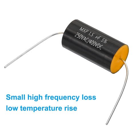PATIKIL 1.5uF 250AC/400DC V CBB20 Capacitor, 2 Pcs Axial Audio Speaker Crossover Capacitor