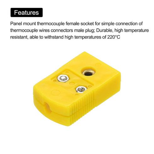 MECCANIXITY K Type Thermocouple Wire Connectors Female Plug Adapter High Temperature 120°C (15pcs)