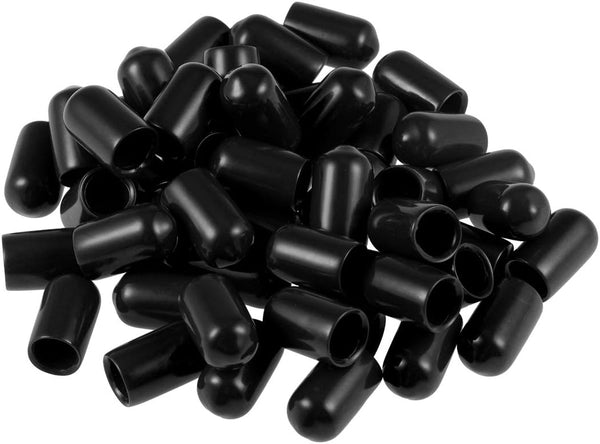 uxcell 50pcs Rubber End Caps, 7.5mm ID Vinyl Round Tube Bolt Cap Cover, Black, 0.3 inch