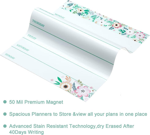 Outus 2 Pieces Magnetic Weekly Dry Erase Boards, Erasable Calendars with 2 Markers for Office, Home, School Supplies