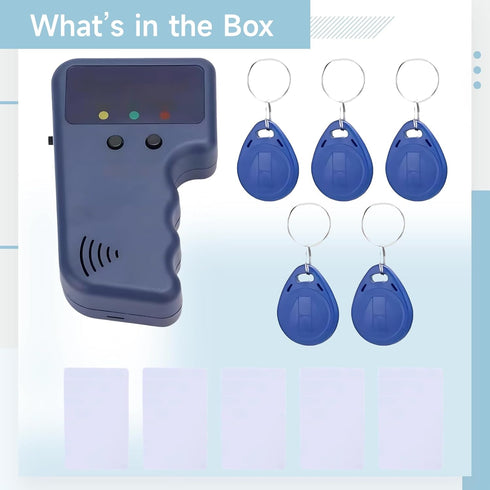 YHomU 125Khz 5 5 Handheld Reader Writer Copier Duplicator, Portable Id Card Reader, Includes Keyfobs and Cards