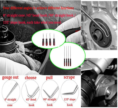 4-Piece Oil Seal Hook Set, Pull Out Hook and Screwdriver for Automotive, Electronics, Home Repair